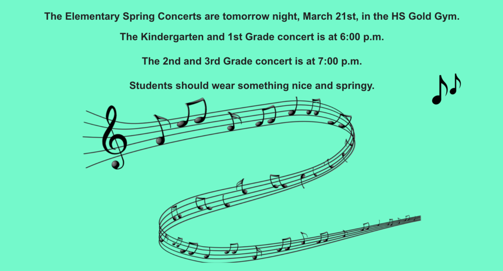 Tomorrow's Elementary Spring Concert Grades K-3
