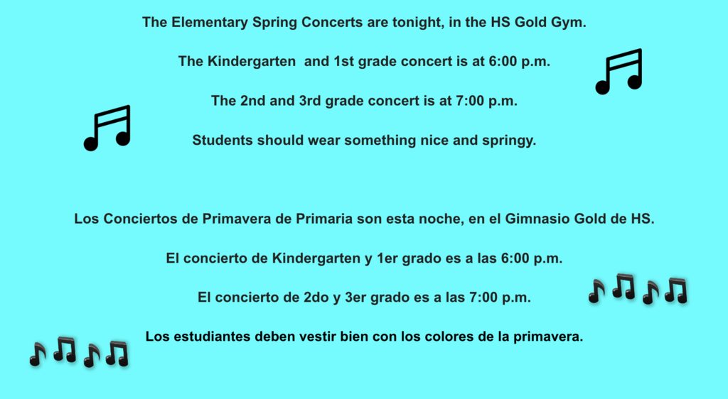 Tonight's K-3 Elementary Spring Concert